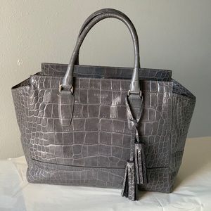 Coach embossed crocodile tote